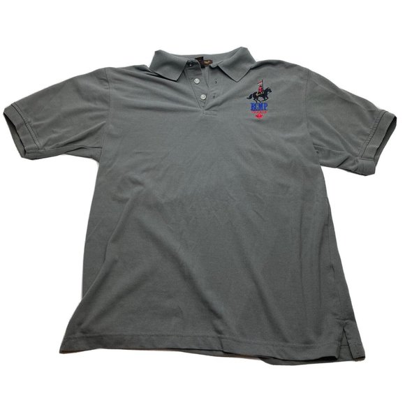 Mountie RCMP Royal Canadian Mounted Police Grey Polo Shirt Men's Size Medium - Picture 2 of 6
